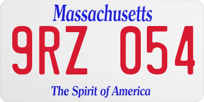 MA license plate 9RZ054