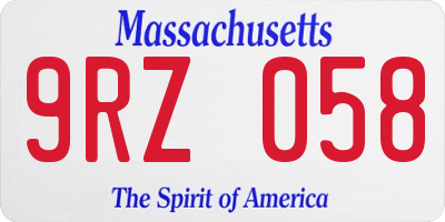 MA license plate 9RZ058