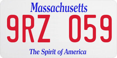 MA license plate 9RZ059