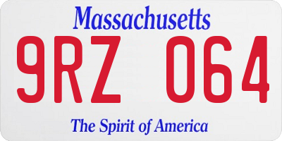 MA license plate 9RZ064