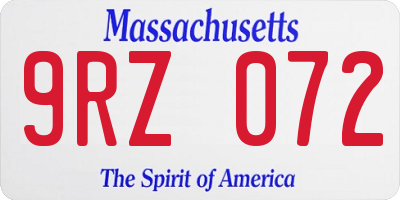MA license plate 9RZ072
