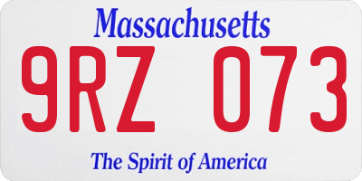 MA license plate 9RZ073