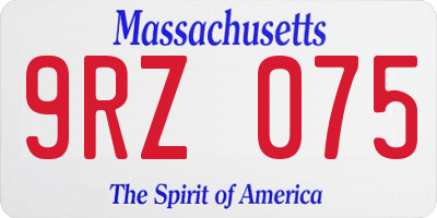 MA license plate 9RZ075
