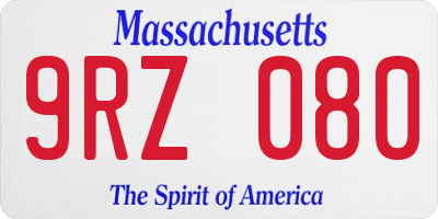 MA license plate 9RZ080