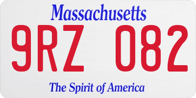 MA license plate 9RZ082