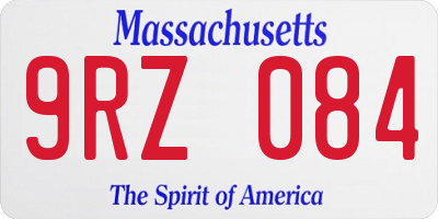 MA license plate 9RZ084