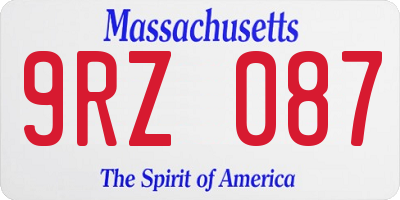 MA license plate 9RZ087