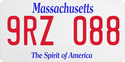 MA license plate 9RZ088
