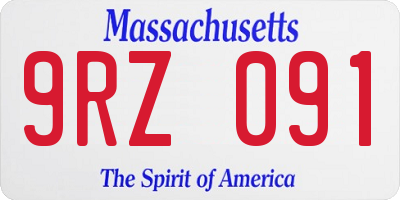 MA license plate 9RZ091