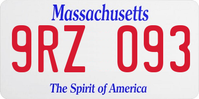 MA license plate 9RZ093