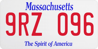 MA license plate 9RZ096