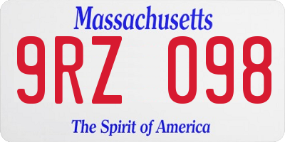 MA license plate 9RZ098