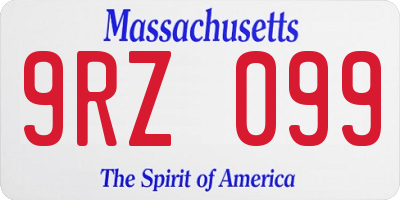 MA license plate 9RZ099