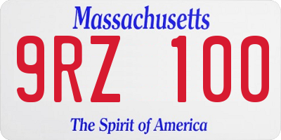 MA license plate 9RZ100