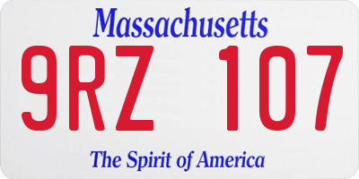 MA license plate 9RZ107