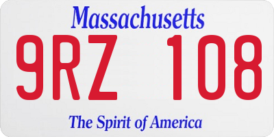 MA license plate 9RZ108