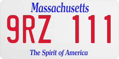 MA license plate 9RZ111