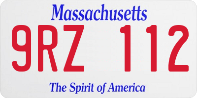 MA license plate 9RZ112
