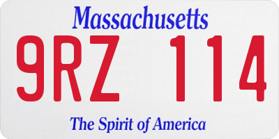 MA license plate 9RZ114