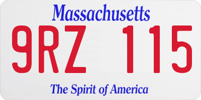 MA license plate 9RZ115
