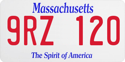 MA license plate 9RZ120