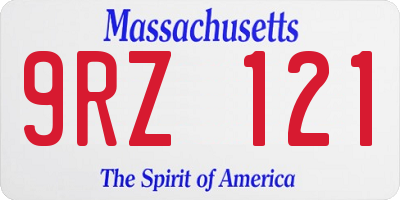 MA license plate 9RZ121