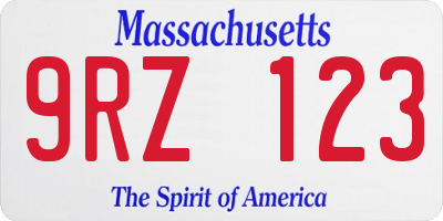 MA license plate 9RZ123
