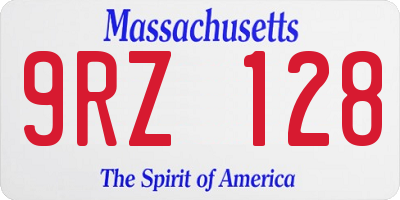 MA license plate 9RZ128