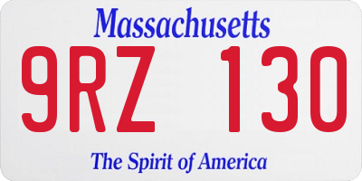 MA license plate 9RZ130