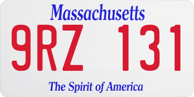MA license plate 9RZ131