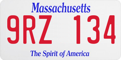 MA license plate 9RZ134