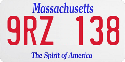MA license plate 9RZ138