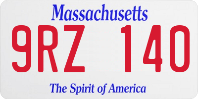 MA license plate 9RZ140