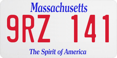 MA license plate 9RZ141