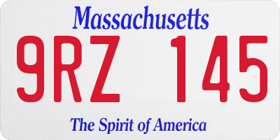 MA license plate 9RZ145