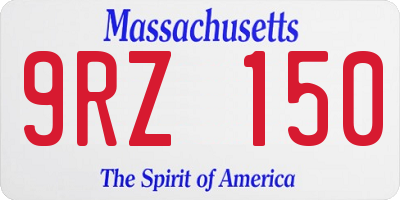 MA license plate 9RZ150