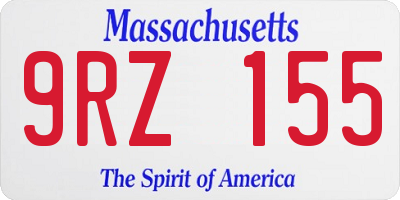 MA license plate 9RZ155