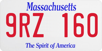 MA license plate 9RZ160