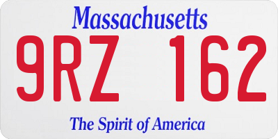 MA license plate 9RZ162