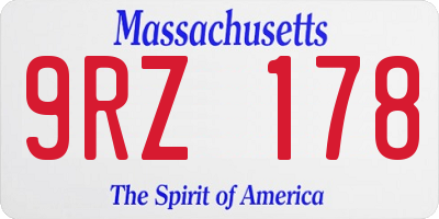 MA license plate 9RZ178
