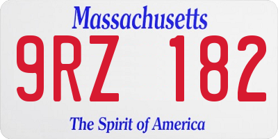 MA license plate 9RZ182