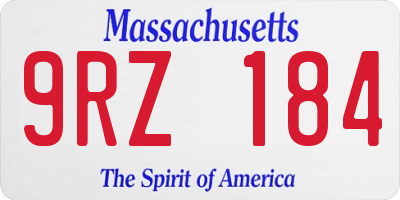 MA license plate 9RZ184