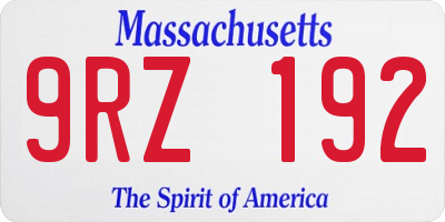 MA license plate 9RZ192