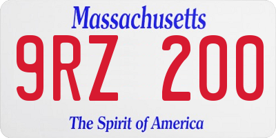 MA license plate 9RZ200