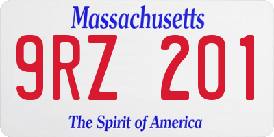 MA license plate 9RZ201