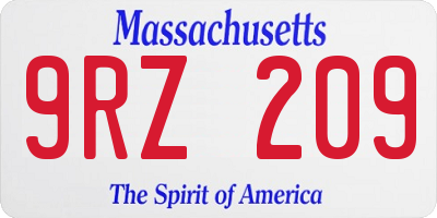 MA license plate 9RZ209