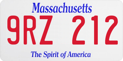 MA license plate 9RZ212