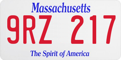 MA license plate 9RZ217