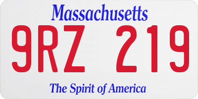 MA license plate 9RZ219