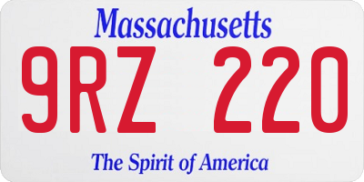 MA license plate 9RZ220